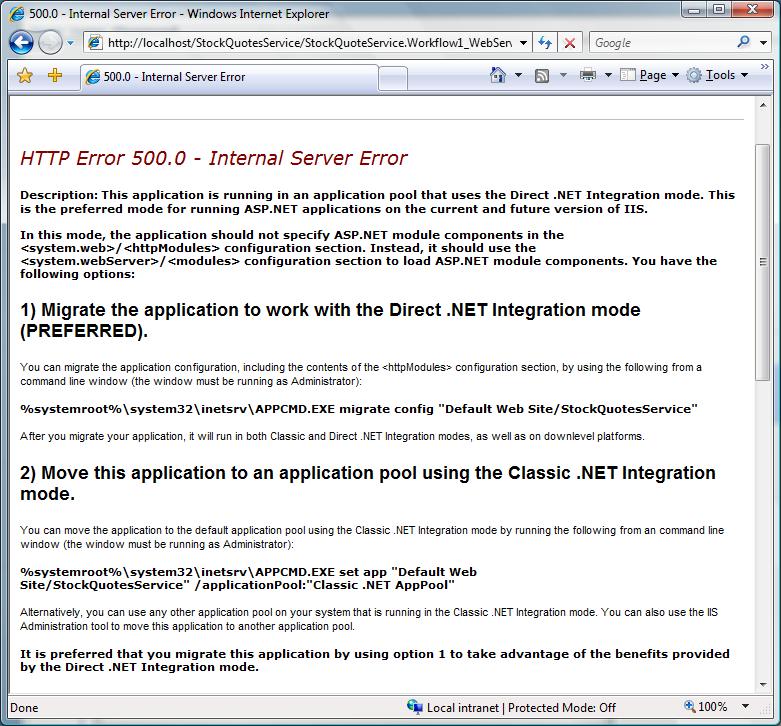 Configuration error in IIS7