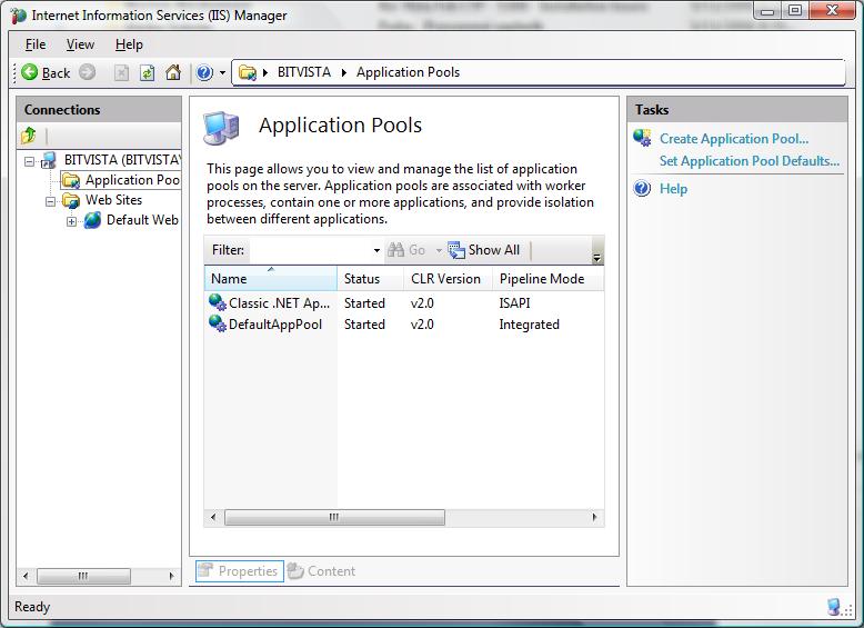 Application pool config in IIS7