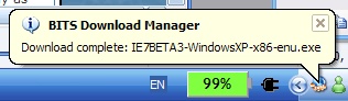 System tray 'Download Complete' notification
