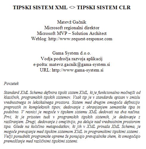 Tipski sistem XML <> Tipski sistem CLR